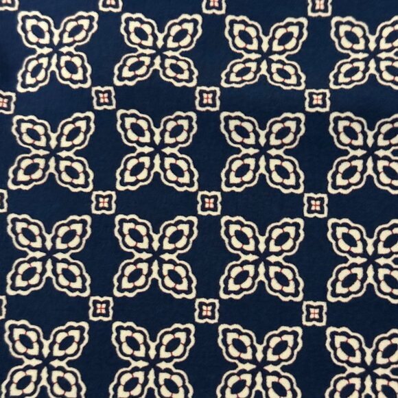 J. Crew Factory Printed Short-Sleeve Blouse Navy Blue White EUC - Picture 5 of 8